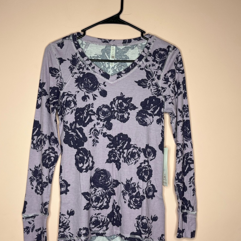 NWT LuLaRoe Hazel Long Sleeve Top - Purple and Dark Blue Floral
